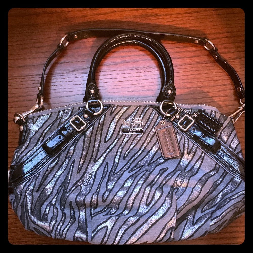 COACH Zebra Metallic Print Purse